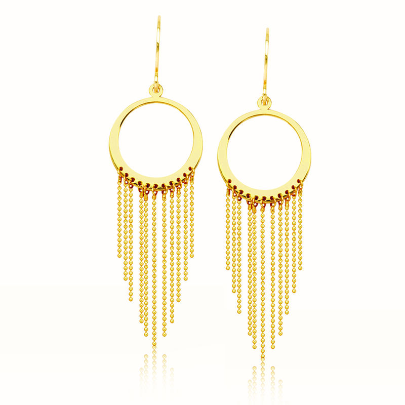 Round Drape Fashion Earrings in 14k Yellow Gold image number null