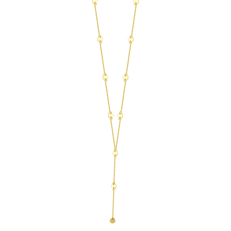 Ladies Disc Lariat Fashion Adjustable 18" Necklace 4mm in 14k Yellow Gold image number null