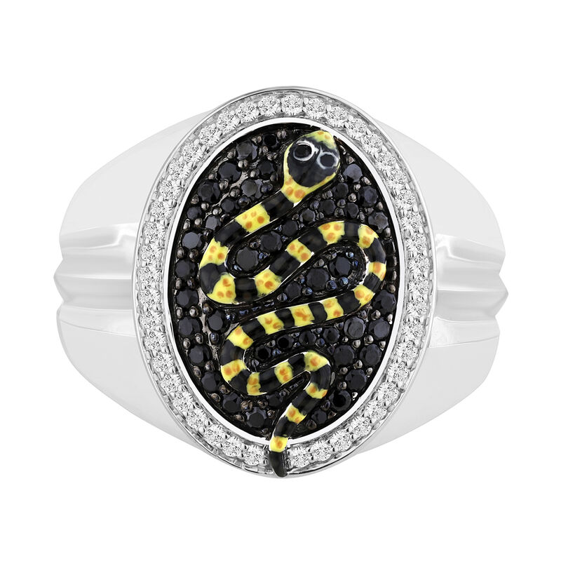 Men's 1/2ctw. Black Diamond & Sterling Silver Wedding Ring image number null