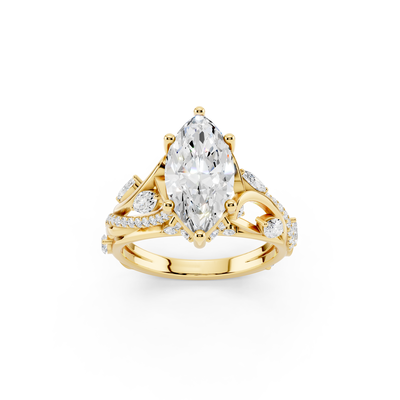 Marquise Lab Grown Diamond 2 1/2ctw. Floral Engagement Ring in 14k Yellow Gold