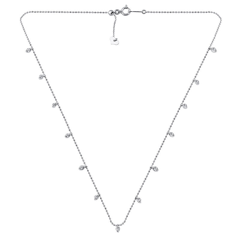 Diamond Dangle Fashion Necklace in 14k White Gold image number null