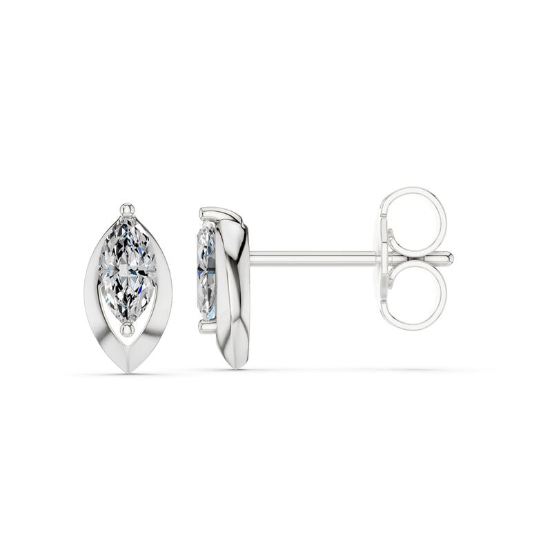 Lab Grown Diamond 1/4ctw. Marquise Stud Earrings in 10k White Gold image number null