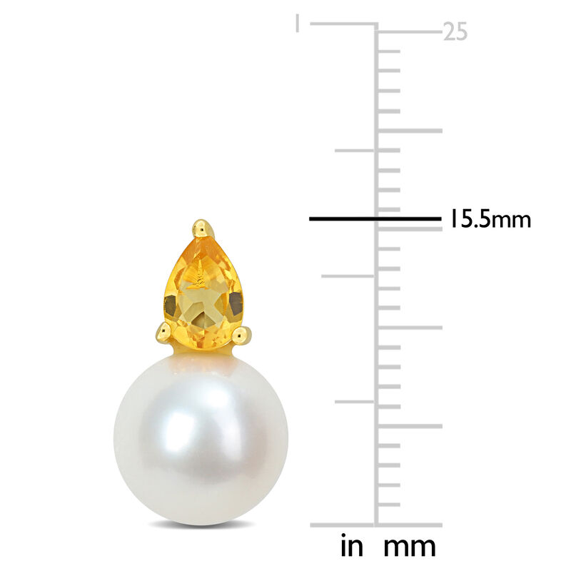 Citrine & Freshwater Cultured Pearl Stud Earrings in Gold Plated image number null