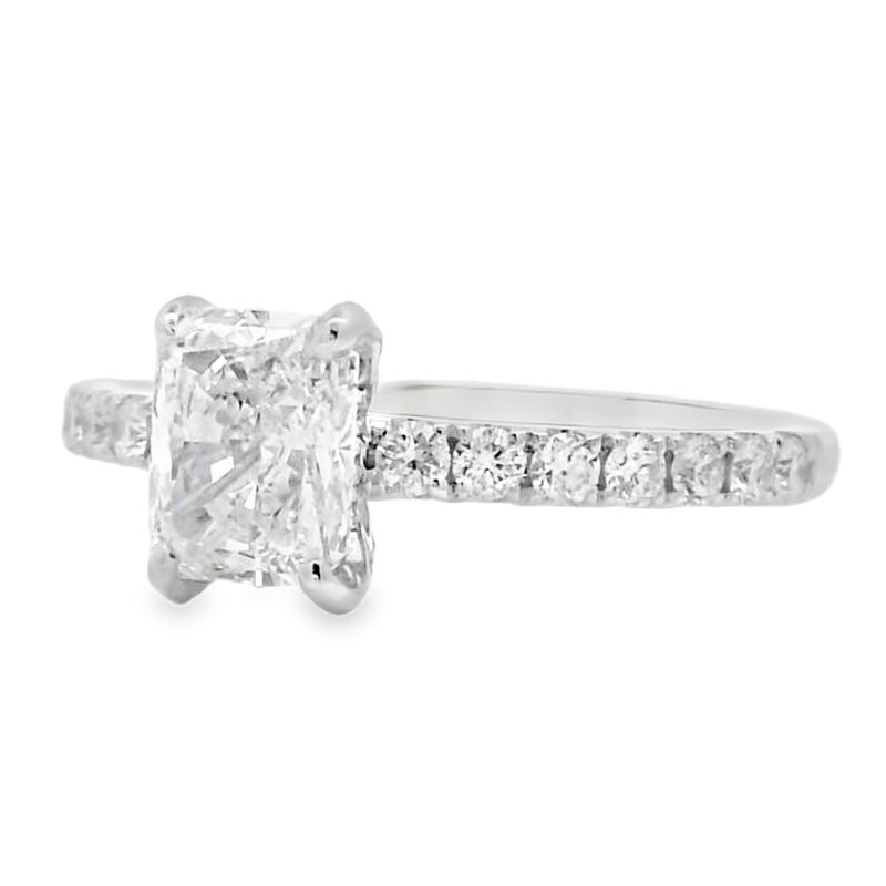Radiant-Cut 1 3/8ctw. Diamond Hidden Halo Classic Shank Engagement Ring in 14k White Gold image number null