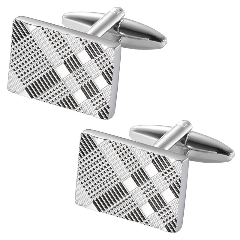 Men's Silver-Tone Criss-Cross Cufflinks  image number null