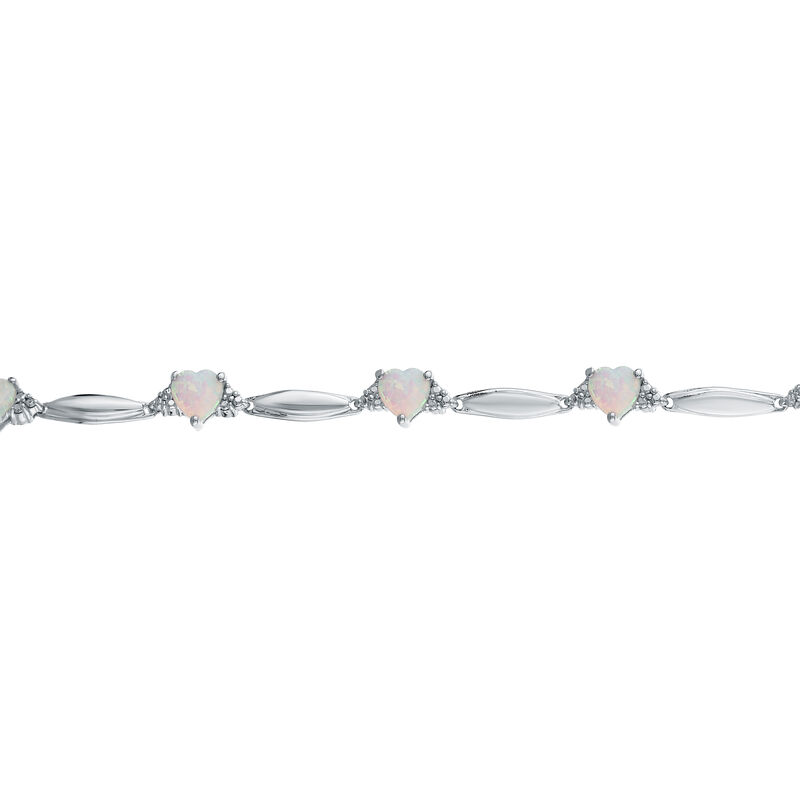 Created Opal Heart Link Bracelet in Sterling Silver image number null