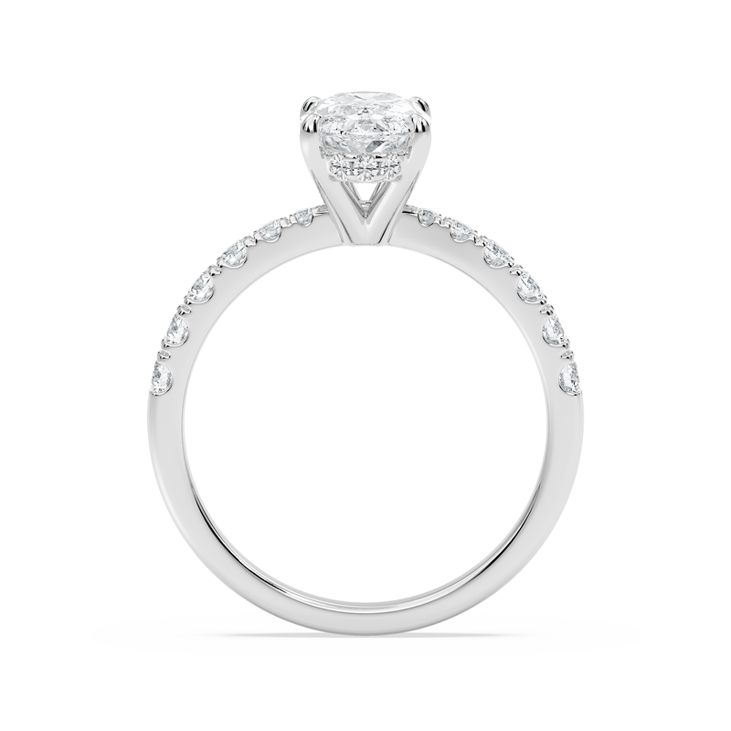 Moval Lab Grown Diamond 2 1/2ctw. Engagement Ring with Diamond Pinched Band in 14k White Gold image number null