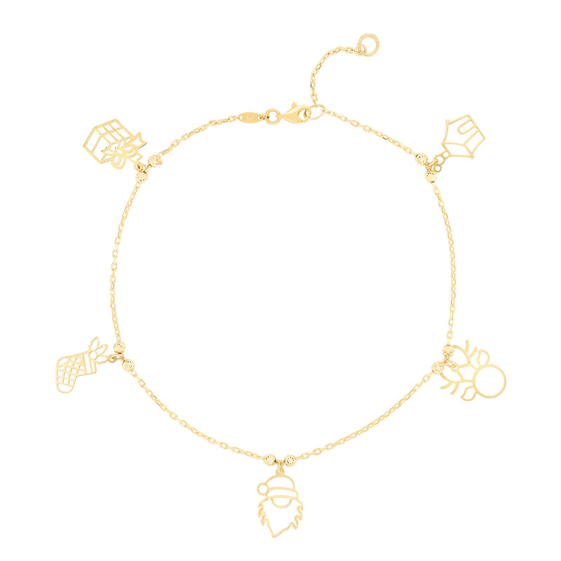 Christmas Theme Bracelet in 14k Yellow Gold image number null