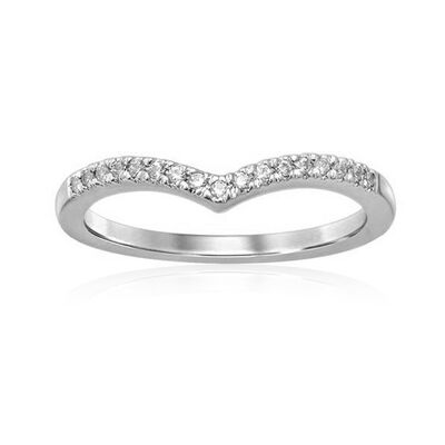 Diamond Stackable Wide V Band in 10k White Gold