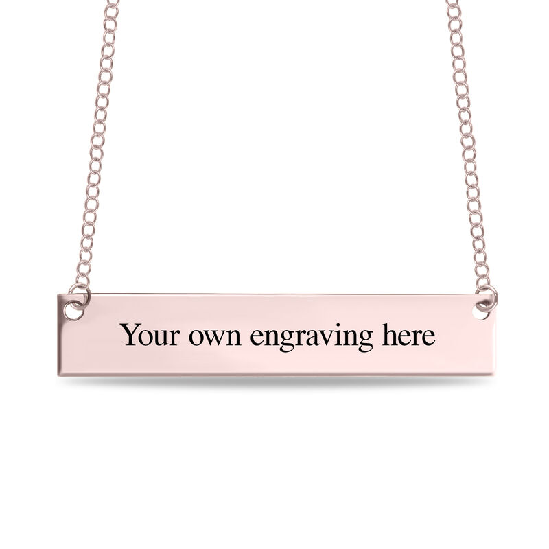 Handwriting Horizontal Bar Necklace in 10k Rose Gold image number null