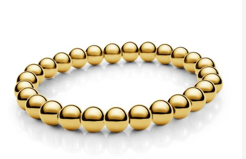 Men's 8mm Stretch Bead Bracelet in Gold IP Stainless Steel image number null