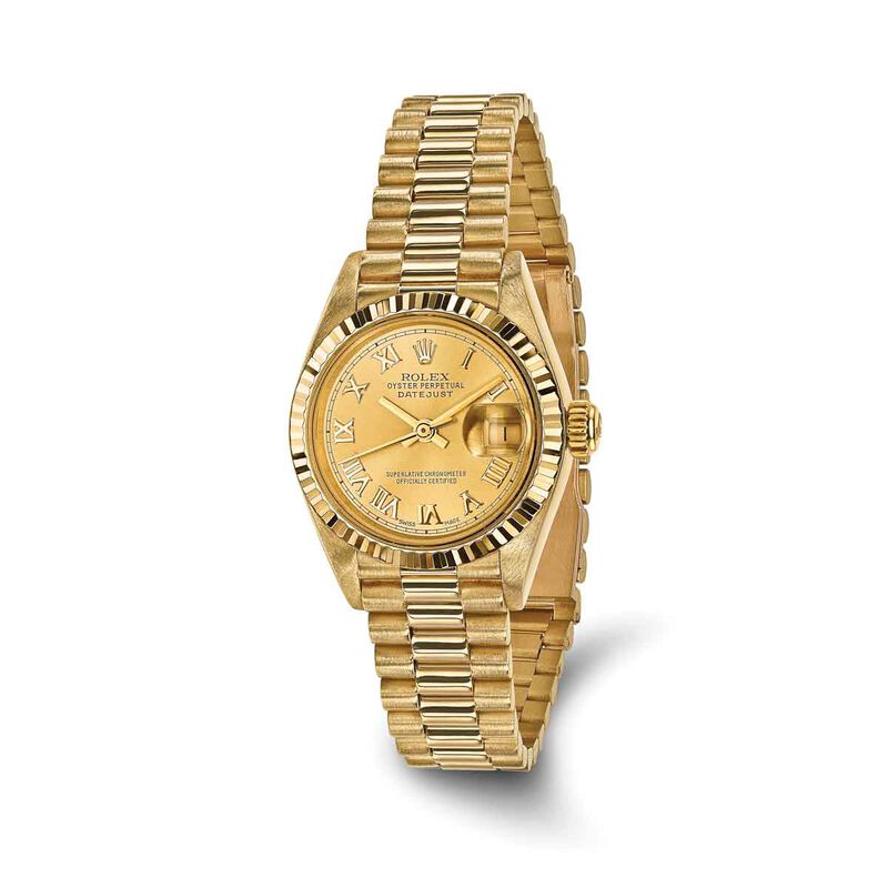 Rolex Ladies' Pre-Owned Datejust Presidential 26mm Watch in 18k Yellow Gold CRX101 image number null
