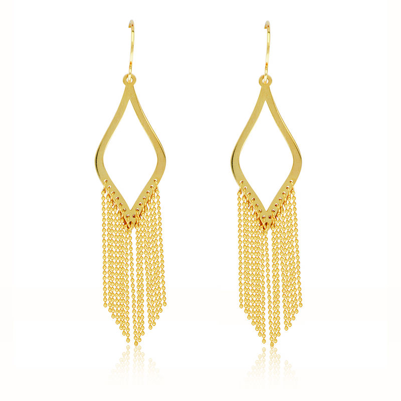 Fancy Marquise Drape Cable Chain Fish Hook Earrings in 14K Yellow Gold image number null