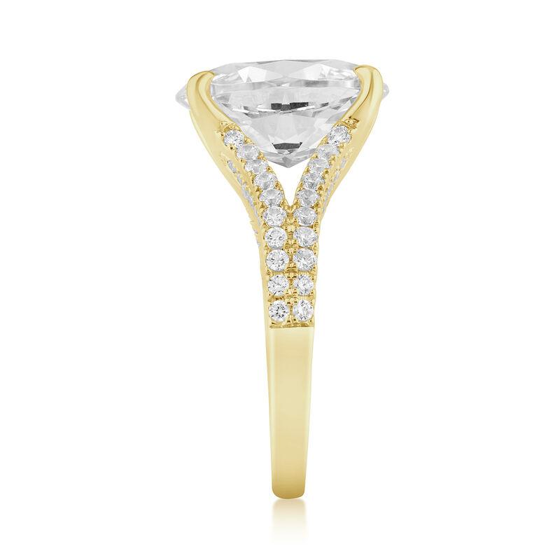 Oval Lab Grown Diamond 5 3/4ctw. Split Shank with Diamond Profile Engagement Ring in 14k Yellow Gold image number null
