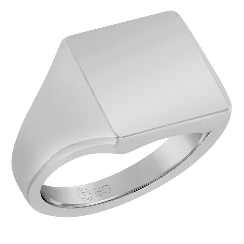 Square Satin Top Signet Ring 14x14mm in 10k White Gold  image number null