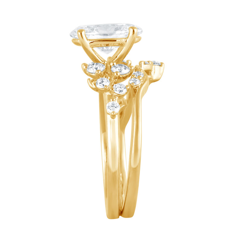 Oval Lab Grown Diamond 2ctw. Floral Bridal Set in 14k Yellow Gold image number null