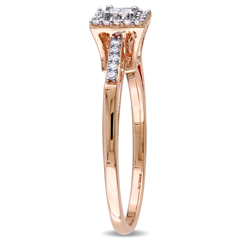 Princess-Cut 1/5ctw Quad Halo Engagement Ring in 10k Rose Gold image number null