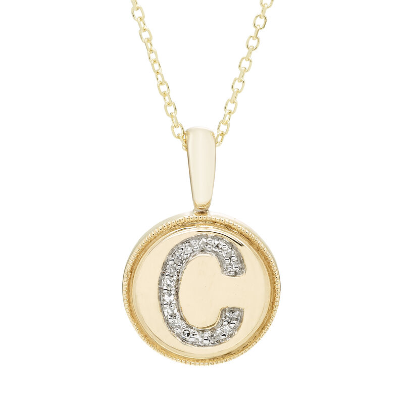 Diamond Initial C Pendant in 14k Yellow Gold image number null