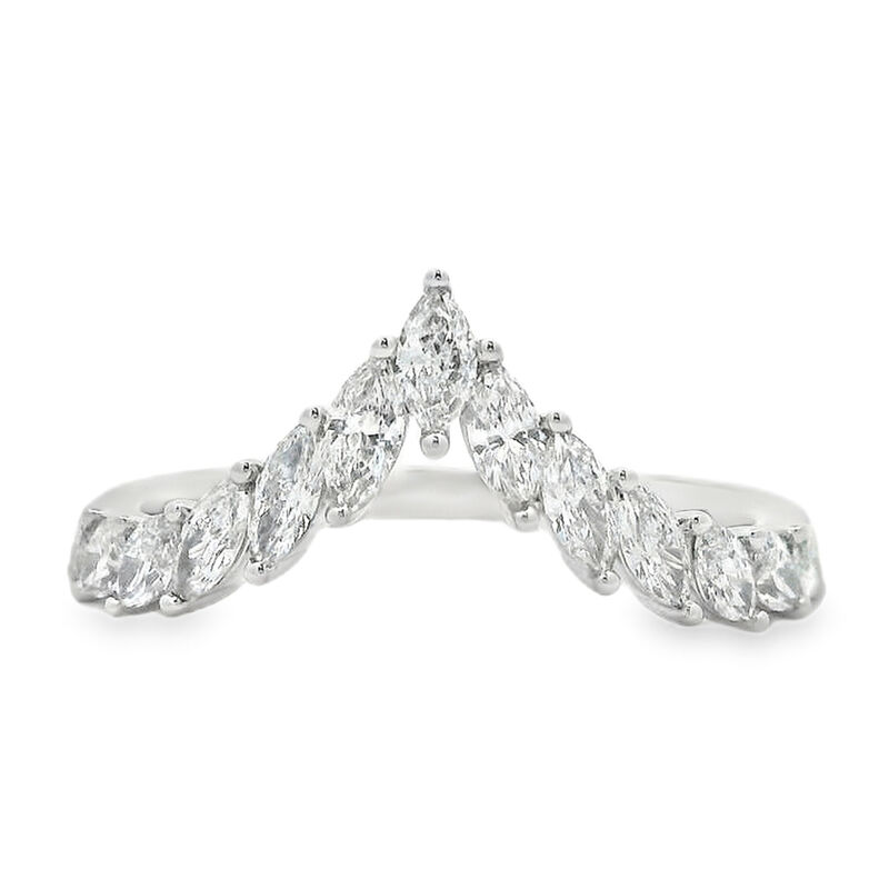 Marquise Diamond Chevron Contour Wedding Ring in 14k White Gold image number null