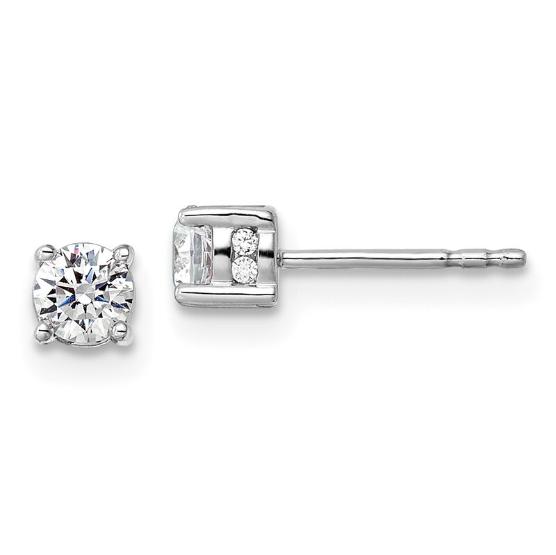 Lab Grown Diamond 1/2ctw Solitaire Stud Earrings in 14k White Gold image number null