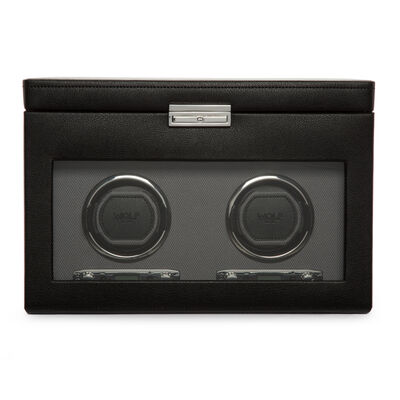 Black Viceroy Double Watch Winder with Storage