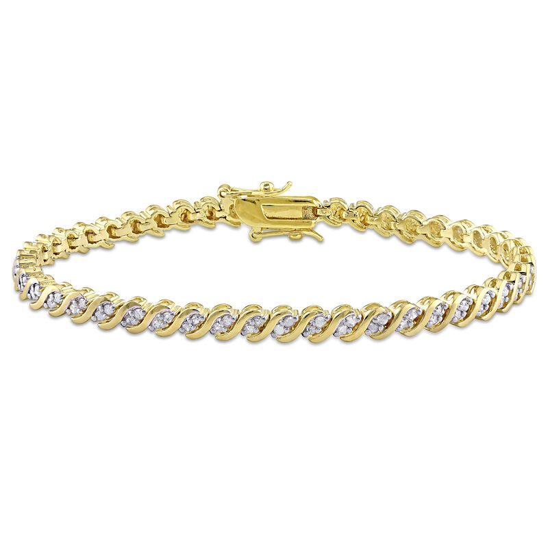 Diamond Tennis Bracelet 1ctw in Sterling Silver Gold Plated image number null