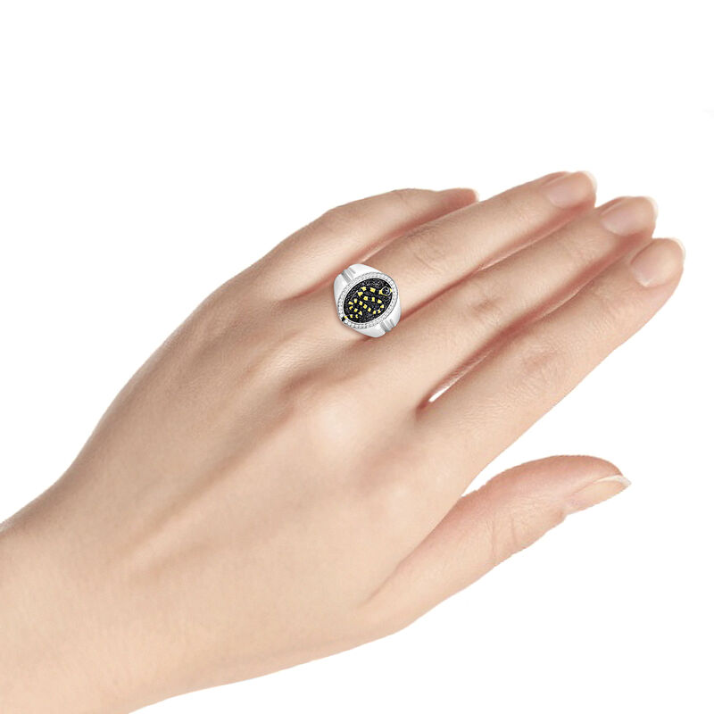 Men's 1/2ctw. Black Diamond & Sterling Silver Wedding Ring image number null