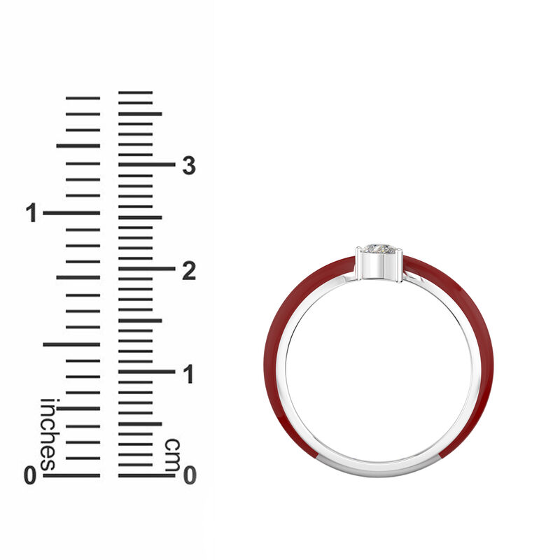 Pear-Shaped Lab Grown Diamond Red Ceramic Open Style Ring in Sterling Silver image number null