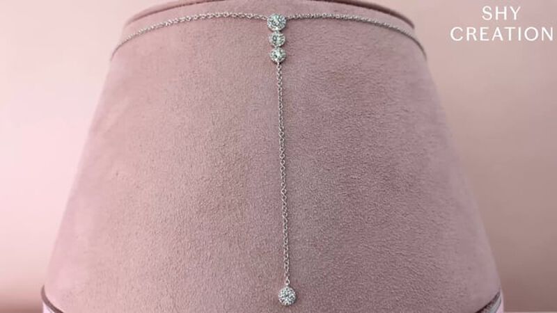 Shy Creation 0.29 ctw Cluster Diamond Lariat Necklace in 14k White Gold SC55002606 image number null