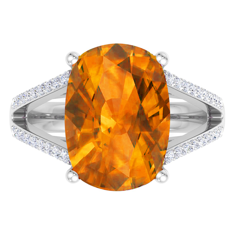 Martha Stewart 10 1/4ctw. Cushion Cut Citrine & Lab Grown Diamond Ring In Sterling Silver image number null