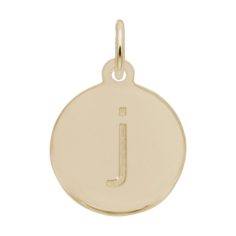 Lower Case Block J Initial Charm in Gold Plated Sterling Silver image number null