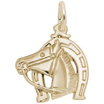 Horse & Horseshoe Charm in 14K Yellow Gold