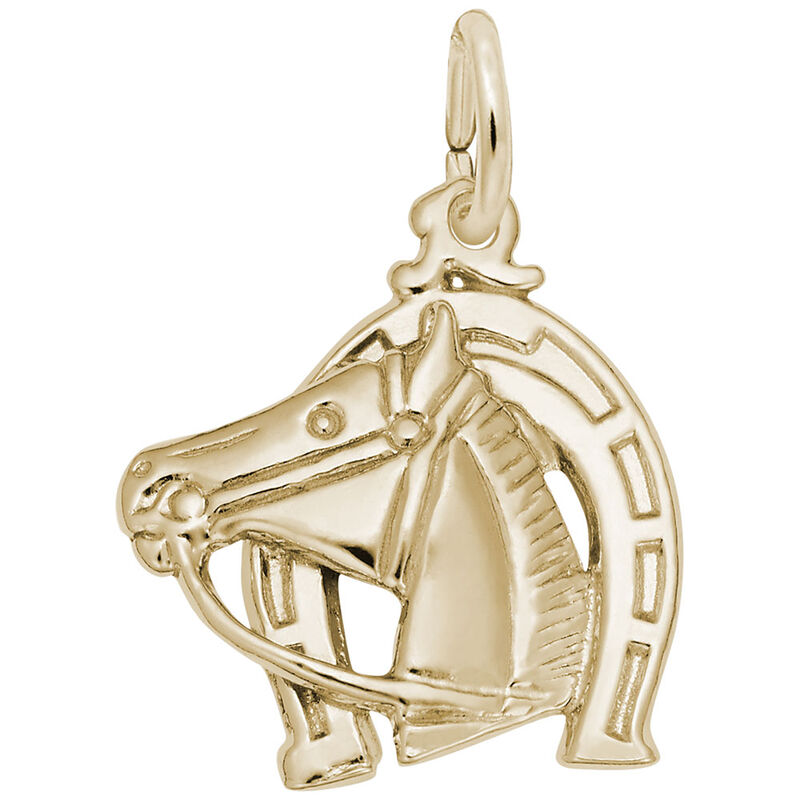 Horse & Horseshoe Charm in 14K Yellow Gold image number null