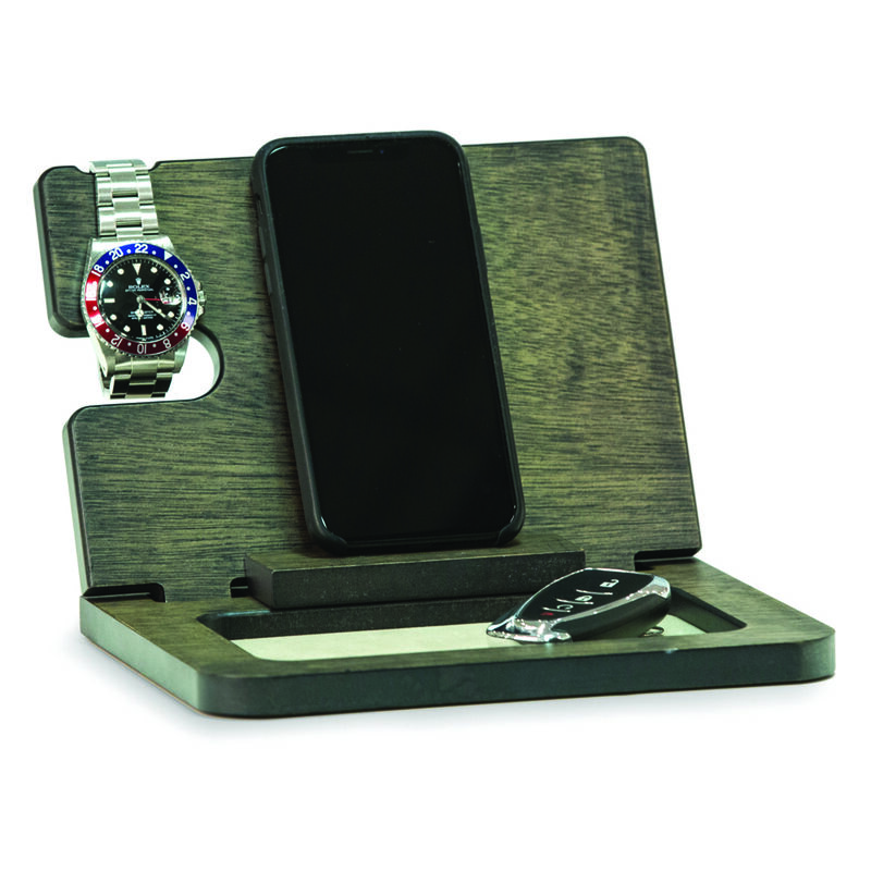 Grey Wood Finish Valet and Charging Station image number null