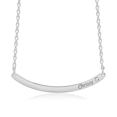 Birthstone Personalized Bar Necklace in Sterling Silver