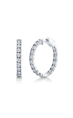 Shy Creation 1.06ctw. Diamond In & Out 25mm Hoops in 14k White Gold