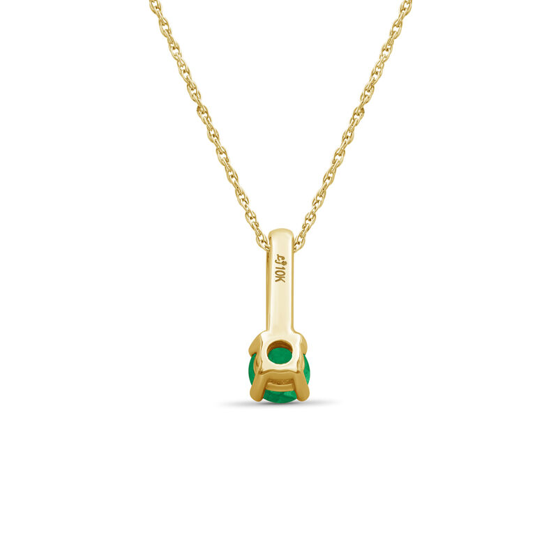 Brilliant-Cut Emerald & Diamond Drop Pendant in 10k Yellow Gold image number null