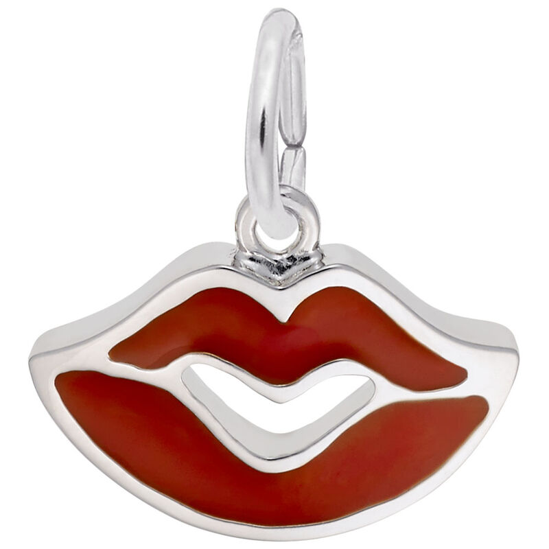 Red Lips Kiss Charm in Sterling Silver image number null