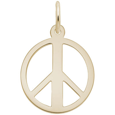 Peace Symbol Charm in Gold Plated Sterling Silver