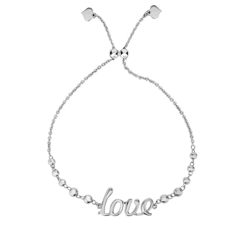 Love Script Beaded Bolo Bracelet in Sterling Silver image number null