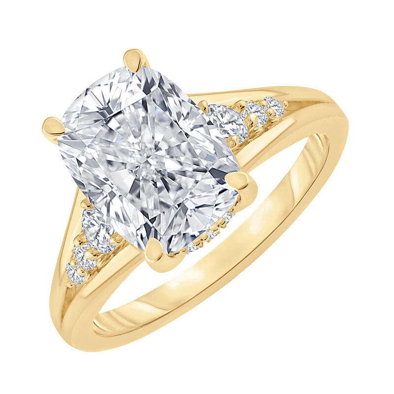 Elongated Cushion Lab Grown Diamond 3 1/3ctw. Old Mine Cut Engagement Ring in 14k Yellow Gold image number null