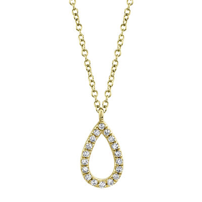 Shy Creation Teardrop Diamond Pendant Necklace 0.06 ctw in 14k Yellow Gold SC55010068