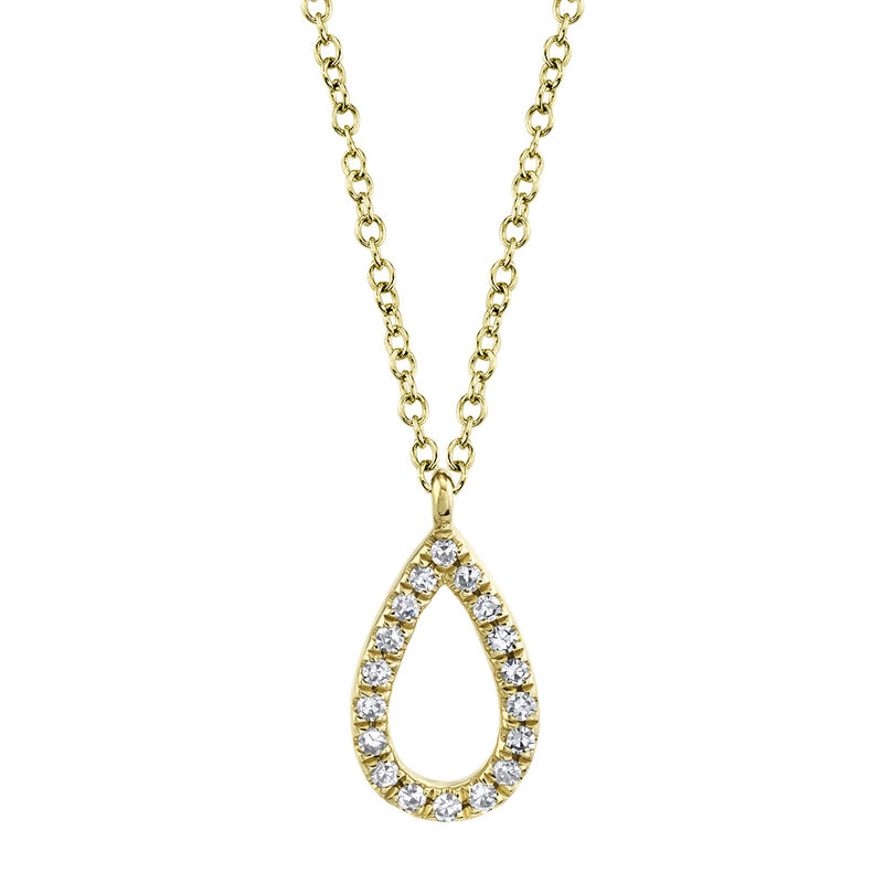 Shy Creation Teardrop Diamond Pendant Necklace 0.06 ctw in 14k Yellow Gold SC55010068 image number null