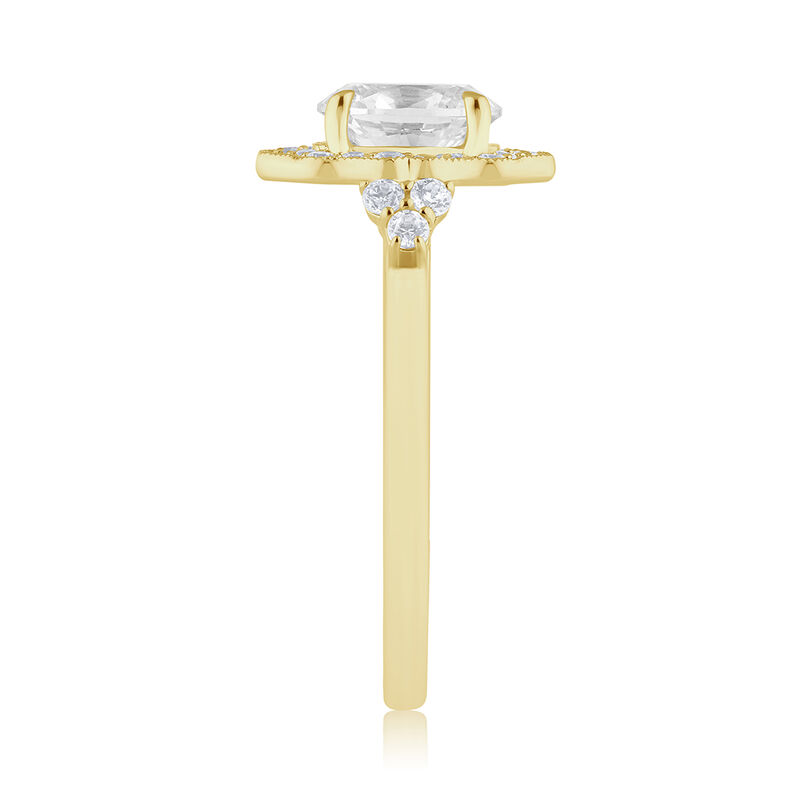 Oval Lab Grown Diamond 1 1/3ctw. Vintage Halo Engagement Ring in 14k Yellow Gold image number null