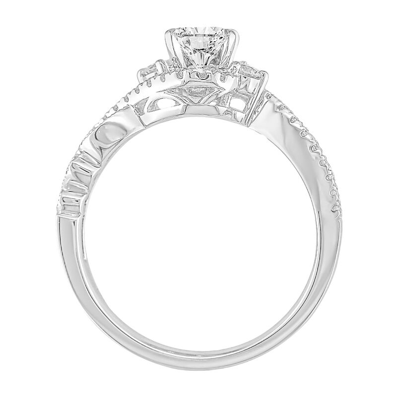 Kinsley. Three-Stone 3/4ctw. Diamond Twist Engagement Ring in 14k White Gold image number null
