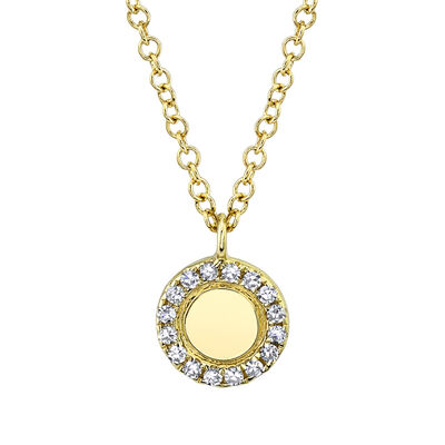 Shy Creation 0.05 ctw Diamond Circle Necklace in 14k Yellow Gold