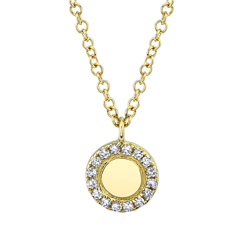 Shy Creation 0.05 ctw Diamond Circle Necklace in 14k Yellow Gold image number null