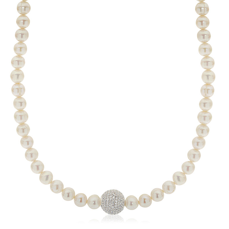 Pearl & Large Crystal Bead Strand Necklace image number null