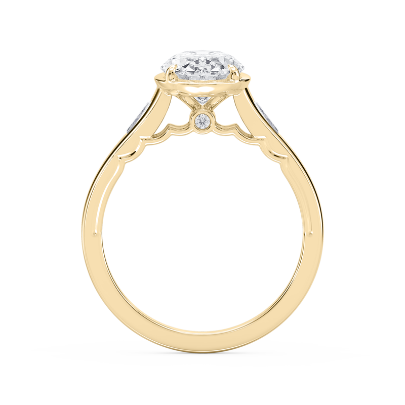 Oval Lab Grown Diamond 2 1/5ctw. Bezel Baguette Engagement Ring in 14k Yellow Gold image number null