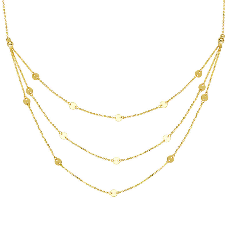 Ladies Triple Strand Fashion Necklace in 14k Yellow Gold 18" image number null